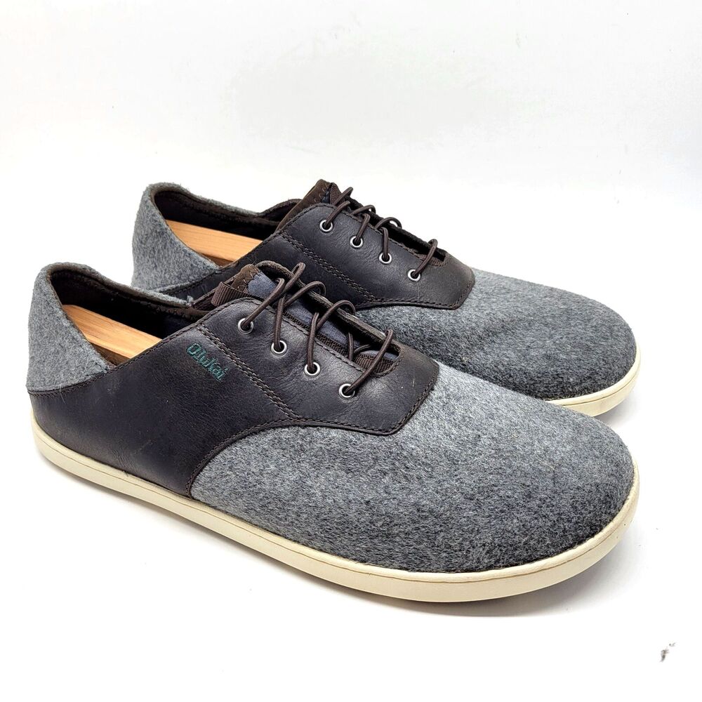 Olukai Mohea Moku Hulu Mens Black And Gray Slip On Shoes Size US 11 EUR 44